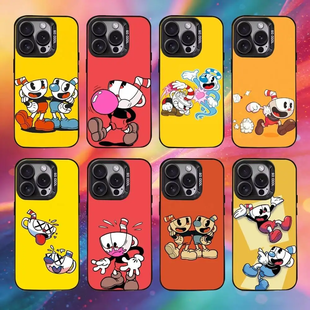 

Game C-Cuphead Phone Case For iPhone17, 16,15,14,13,12 Pro Max Black Candy Matte Shockproof Cover