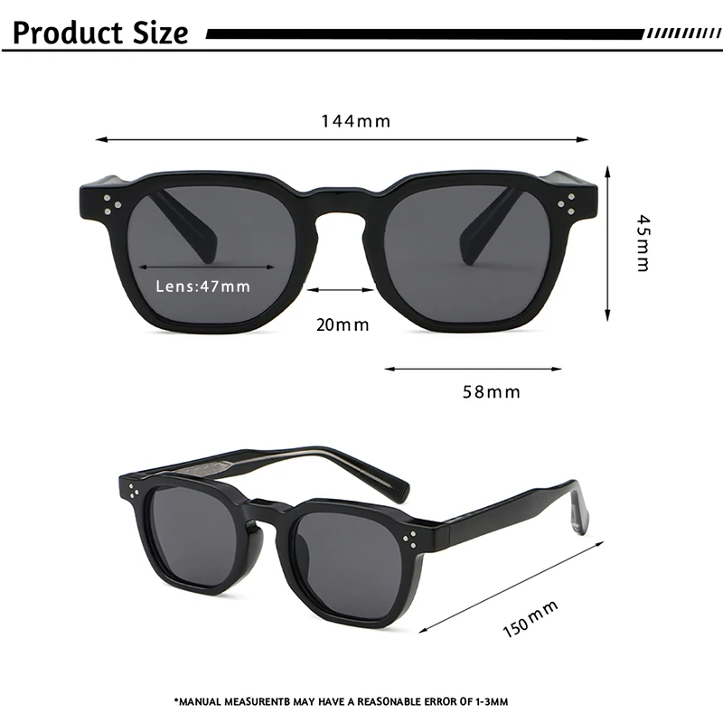 CATERSIDE Retro Square Men Sunglasses Punk Small Frame Personalized Design Sun Glasses Women Travel Party Business Festival Gift image 4