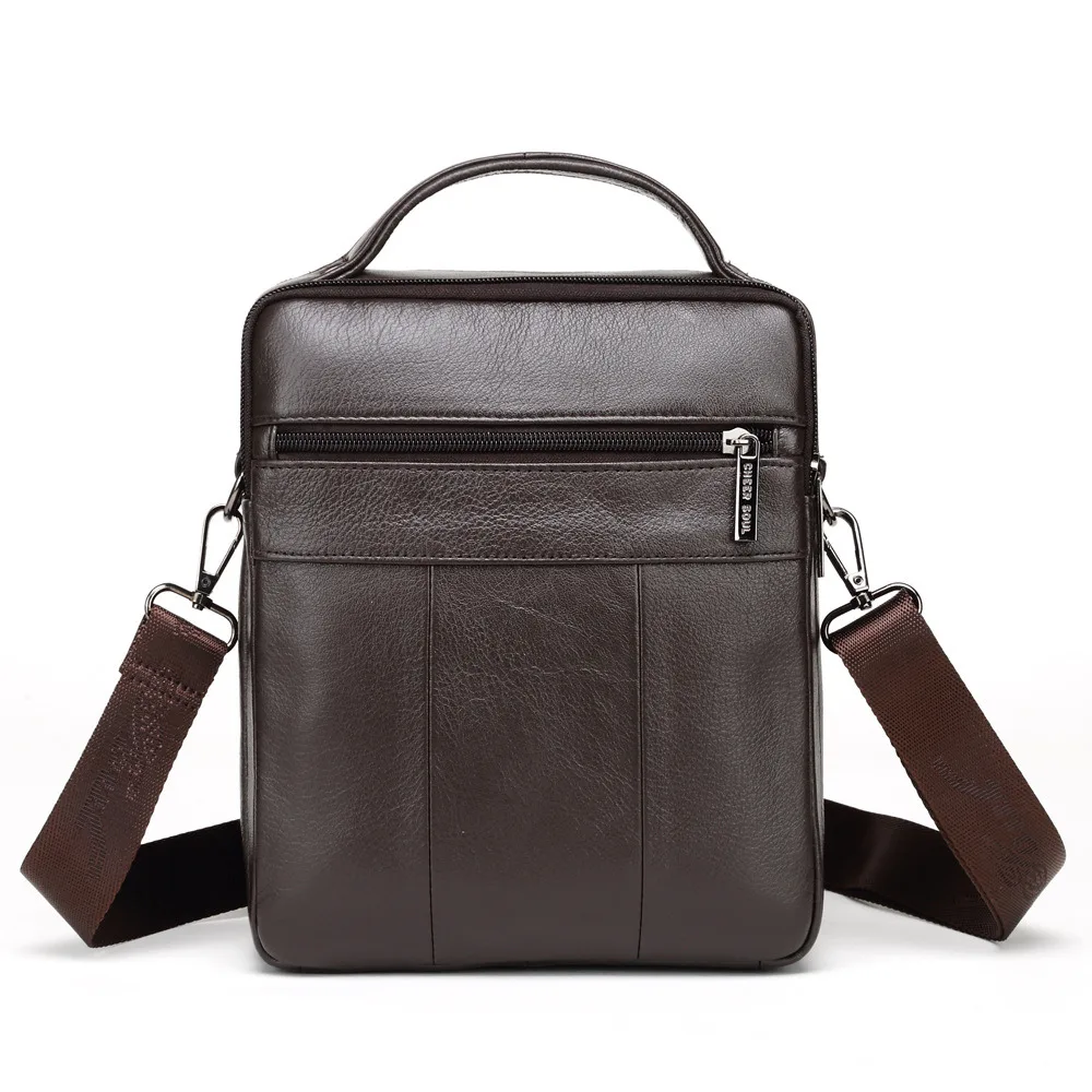 Hecho de cuero genuino bandolera mensajero bolso de mano de cuero de vaca de negocios para hombre bolsos casuales de viaje de alta calidad para