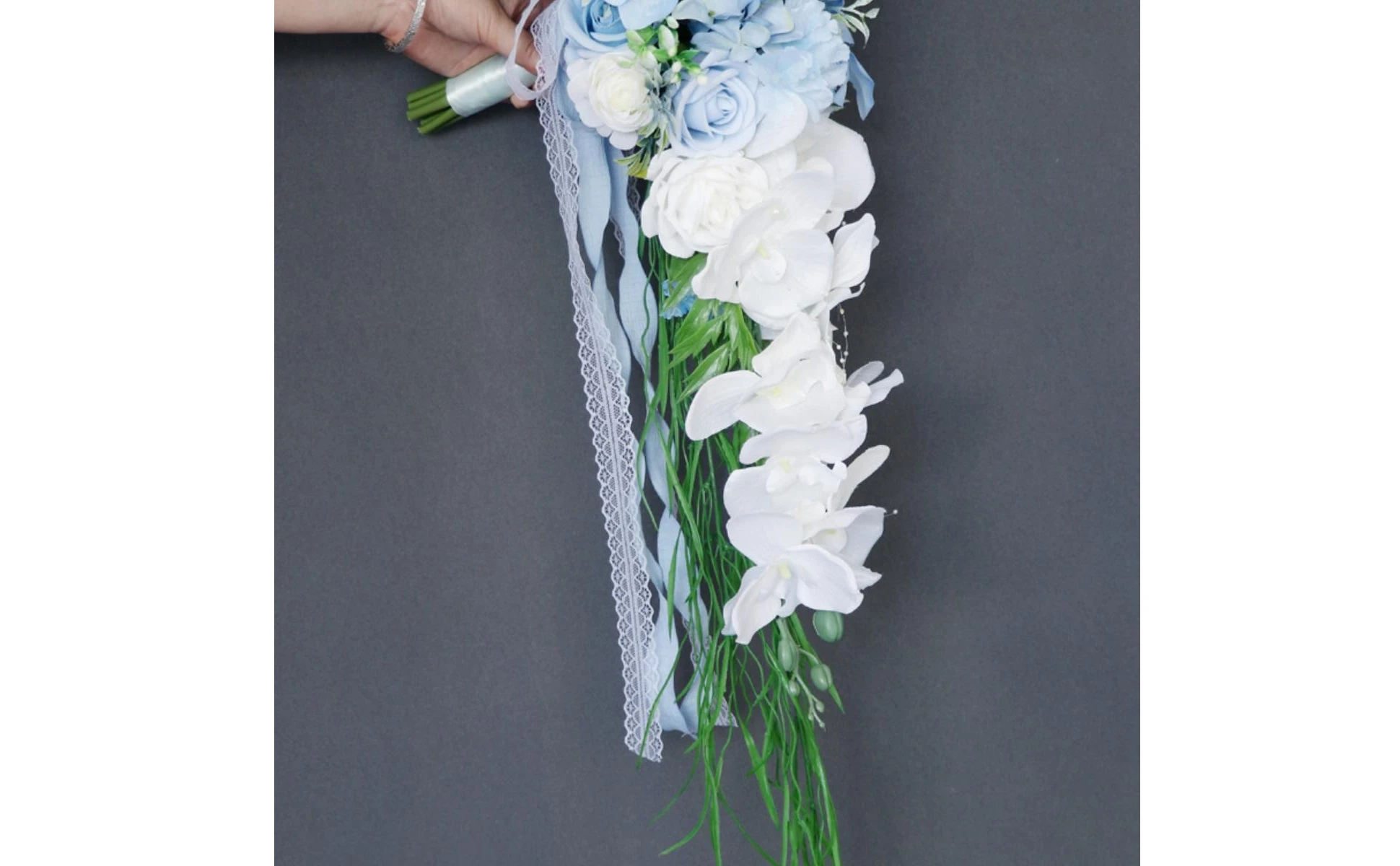 Waterfall Bouquet Romantic Cascading Bouquet Flowers Elegant Photo-Ready for Brides, Wedding Ceremonies, Outdoor Weddings