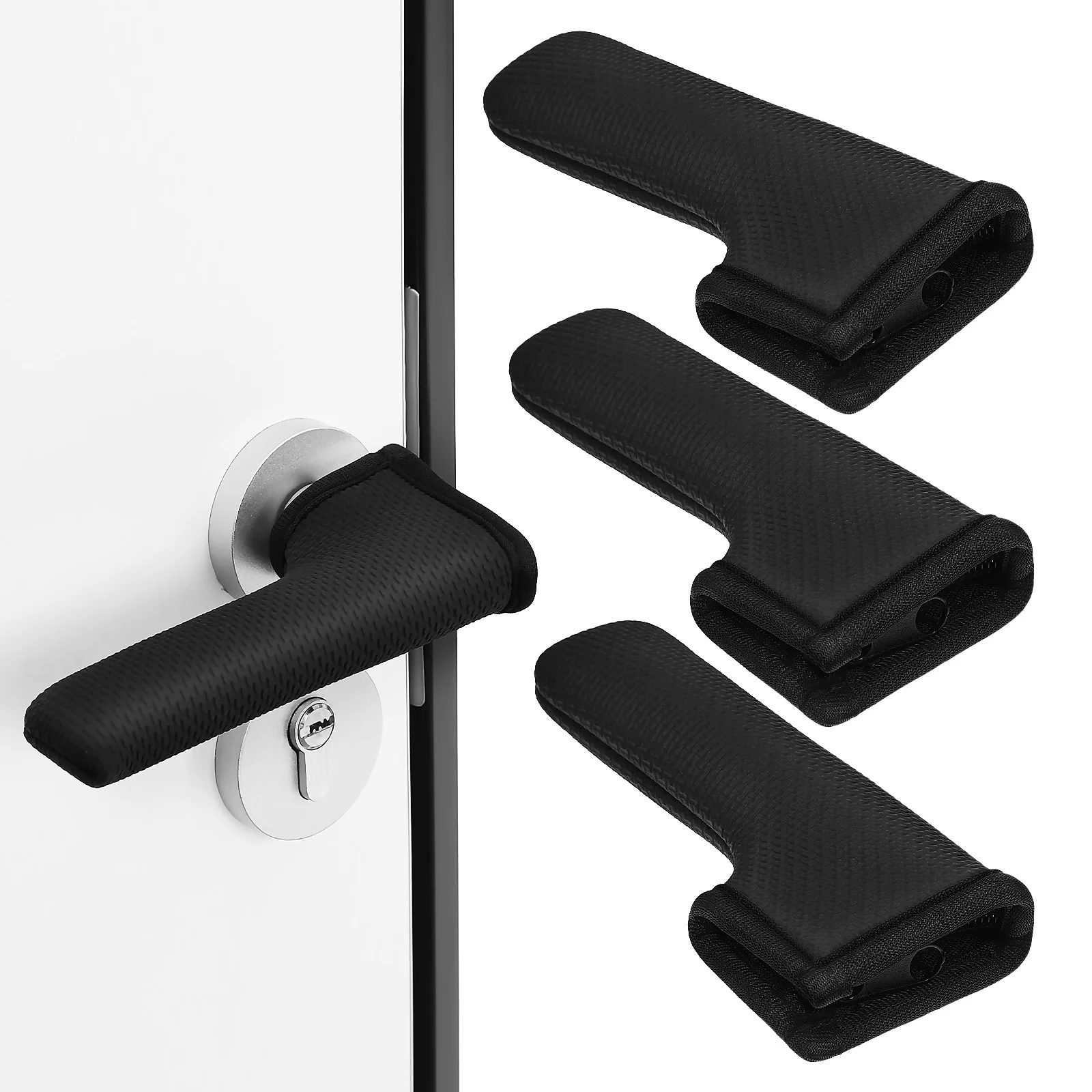

4 Pcs Black Door H Covers Anti slip Strong Materials Wide Application Cabinet Lock Door Knob Protector H Hardware