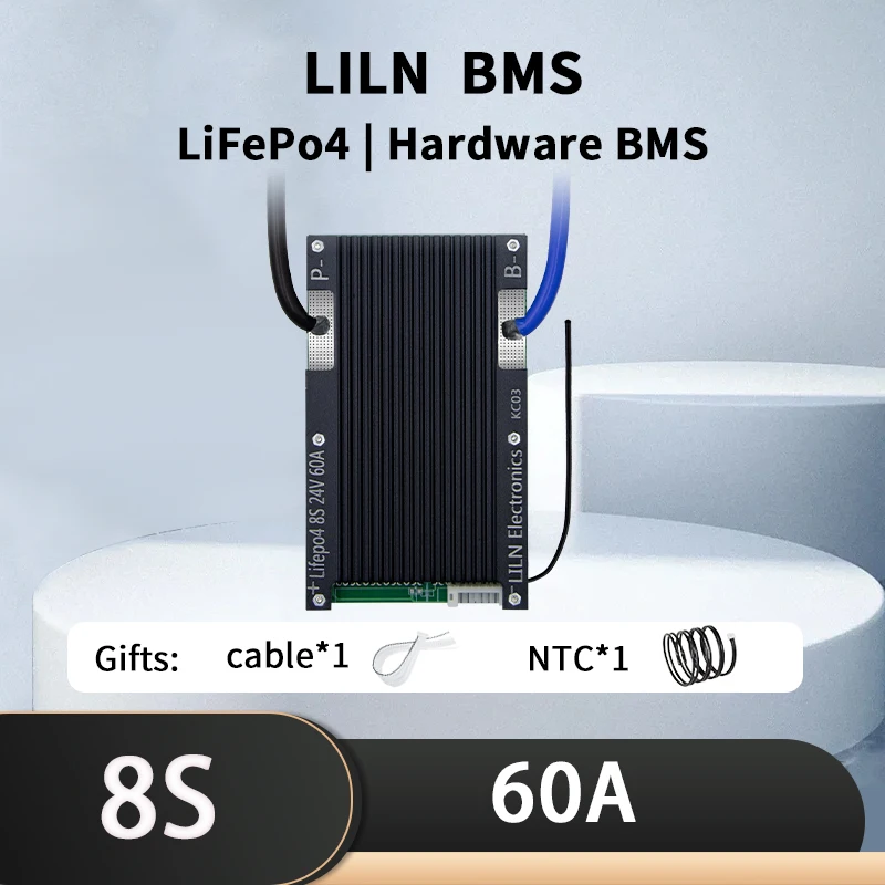 LILN NTC Hardware BMS Lifepo4 Battery BMS 8S 24V lifepo4 60A For Energy Storage Electric Vehicle Scooter Bike Golf Car RGV