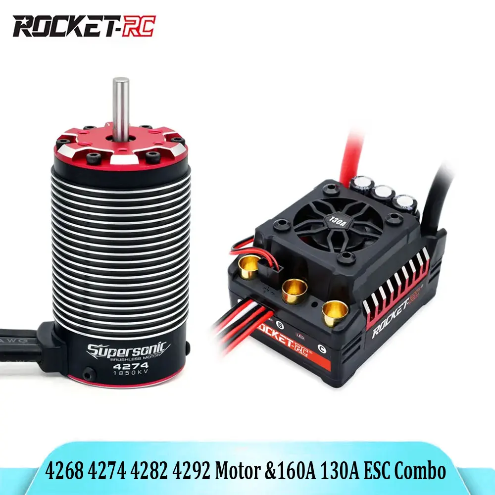 

ROCKET RC Supersonic V2 4268 4274 4282 4292 Brushless Motor Temp/Sensor port and 130A 160A ESC Combo for 1/8 1/7 RC Car RC Parts