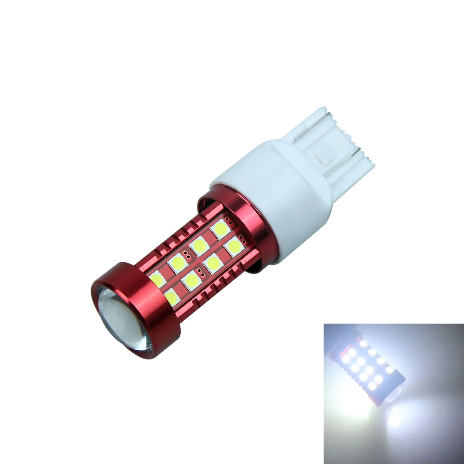 1x White RV 7443 Brake Blub Tail Lamp 12V-24V No Polar 36 3030 SMD LED 7440 W3X16D Z2826