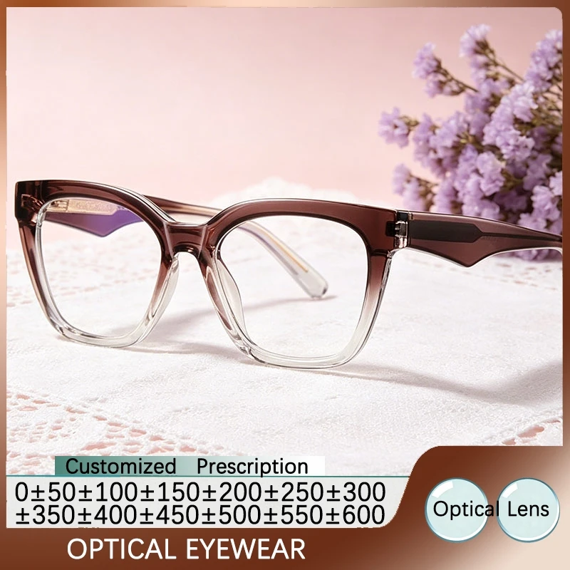 Fashion Women's Brand Design Reading Glasses Blue Light Blocking Glasses Two-tone splicing Customizable Prescription