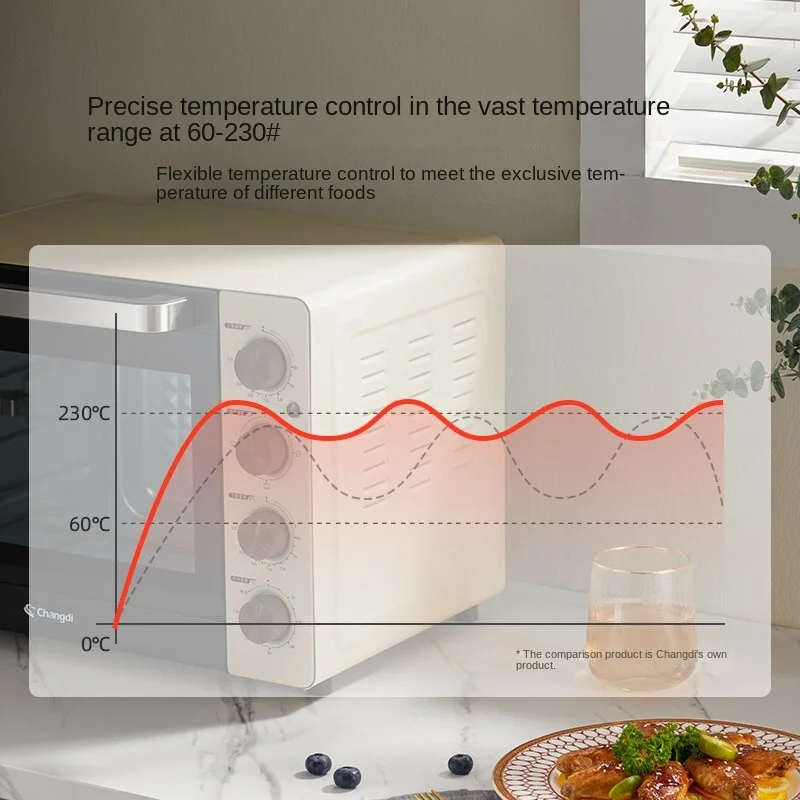 Electric Oven Household Multifunctional 32L Rotary Baking Fork, Independent Temperature Control of Upper and Lower Pipes TB32D