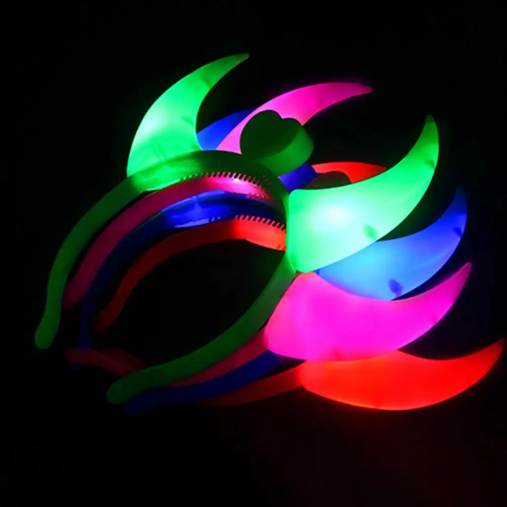 Hair Clasp Horns Pattern Luminous Plastic Kids Adults Cosplay Colorful LED Flashing Headband Light Up Rave Headwear Accessories