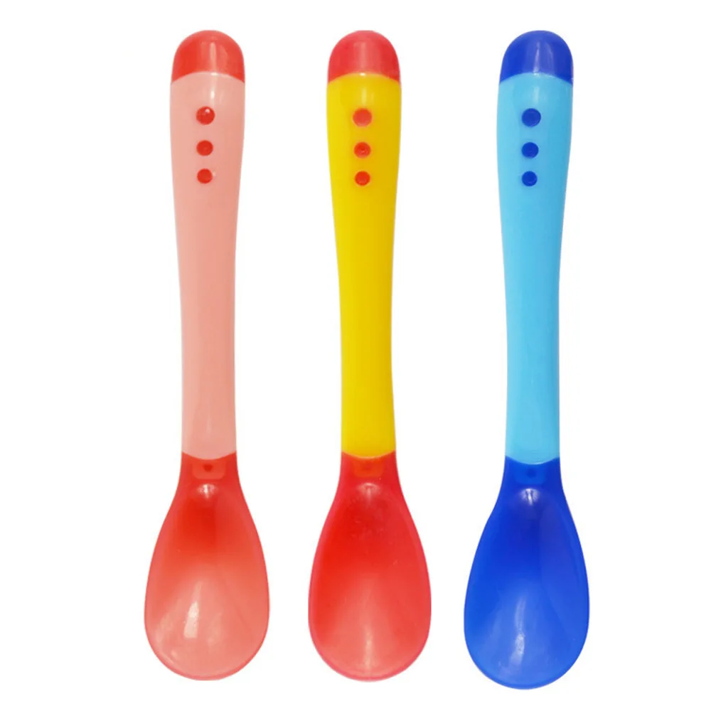 Cuillère et fourchette à détection de température pour enfants, cuillère en silicone, alimentation, couverts pour tout-petits, garçons et filles, 1 pièce