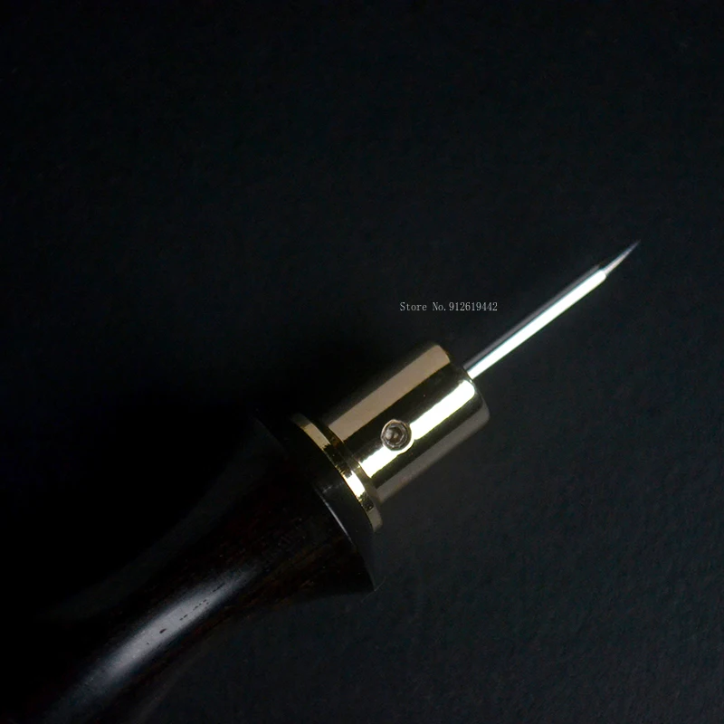 Replaceable Cone Head Leather Product Hand-sewing Drilling Holes Solid Wooden Handle Awl DIY Leather Craft Drilling Reaming Tool