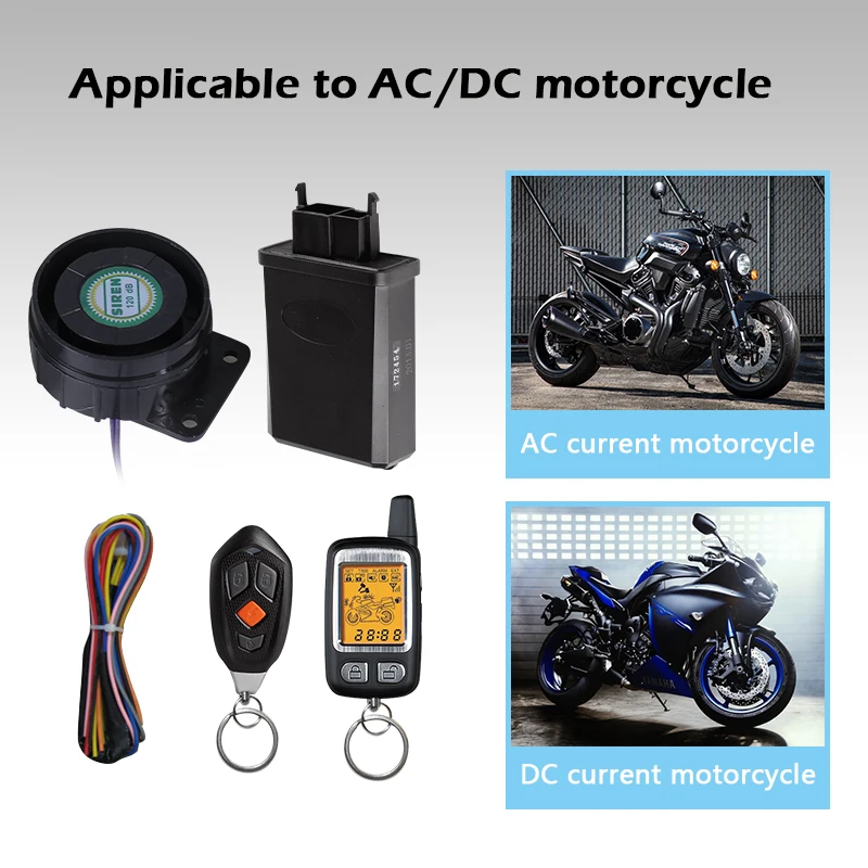 

Waterproof 800meters Motorcycle Burglar Alarm Lock Sound System With Pager RFID Learning Code Function remote start/stop engine
