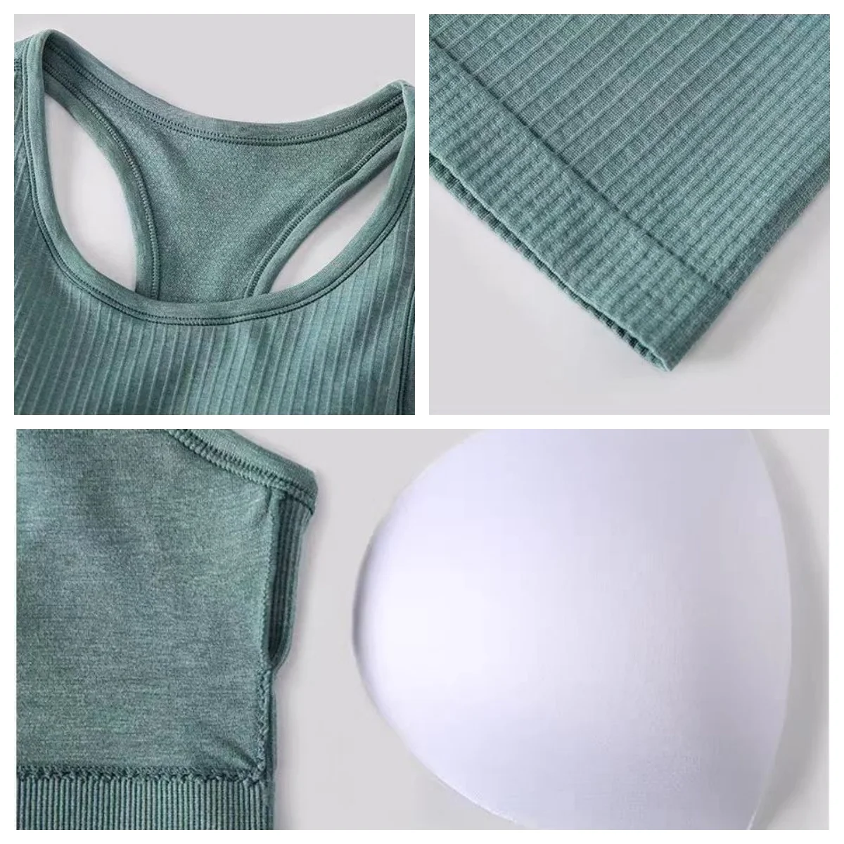 Almohadilla de pecho extraíble para hombros excavados con cuello en U para mujer, chaleco de fitness de yoga transpirable elástico sin espalda, sujetador sin mangas con logotipo