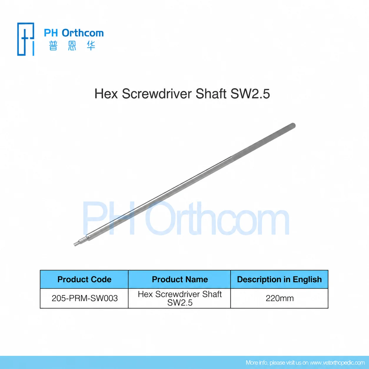

Hex Screwdriver Shaft SW2.5 for Pet Spinal Surgery Veterinary Orthopedic Equipment Pet Mascotas Ortopedia Surgical Instruments