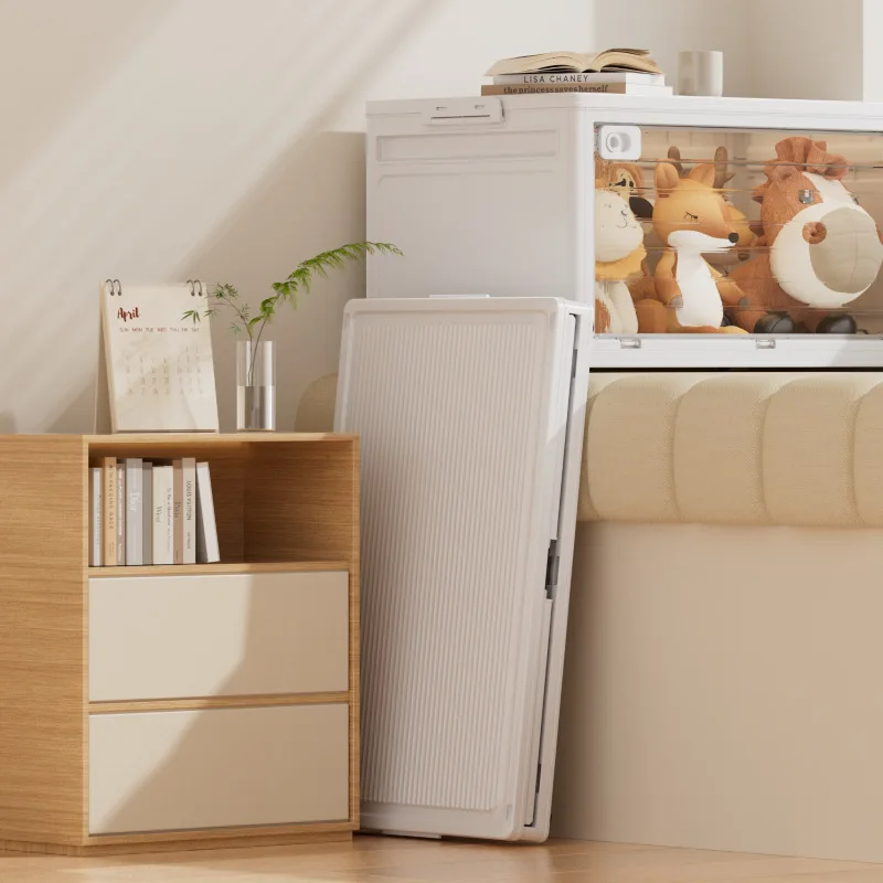 Transparent Folding Storage Box Organizer With Lid Wheel Large Camping Clothes Toys Moving Home Storage Containers Tool Box