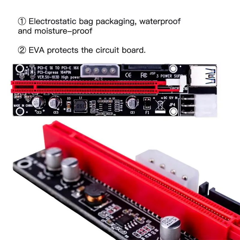 VER009S PCI-E Riser Card 009S PCIE 1X To 16X Extender 6Pin Power 60cm USB 3.0 Cable For Graphics Card PCI-E GPU Extender