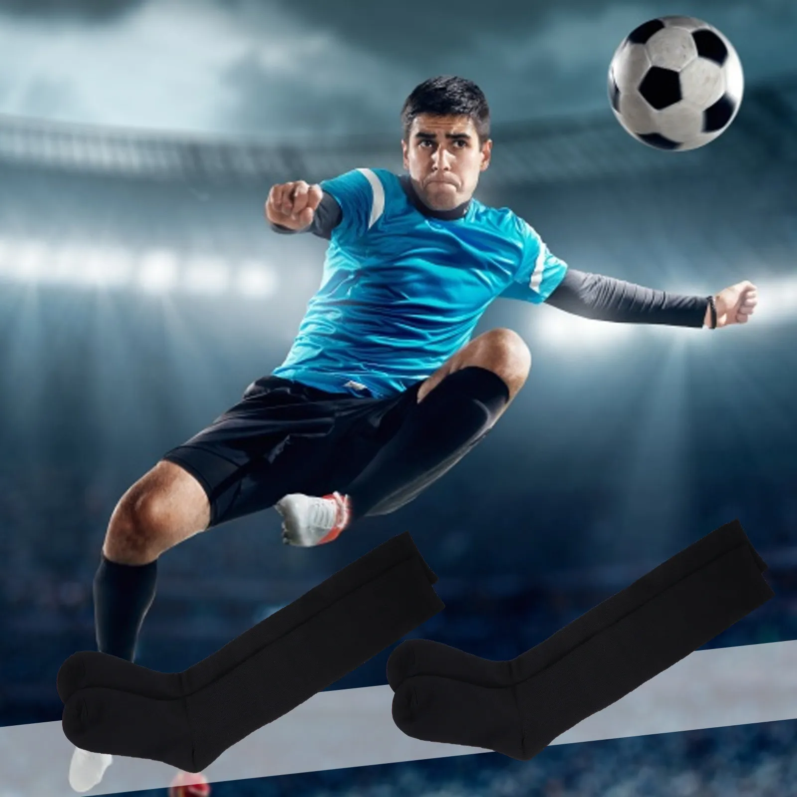 

3Pairs Football Socks High Knee Breathable Elastic Sports Stockings for Men Running Soccer Athletic Sports Tube Socks Black