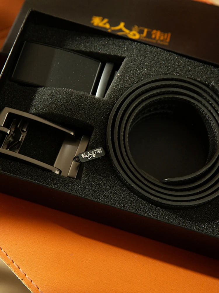 

Genuine Top Layer Cowhide Leather Belt Men's Casual Fashion Versatile Belt with Automatic Buckle in Gift Box