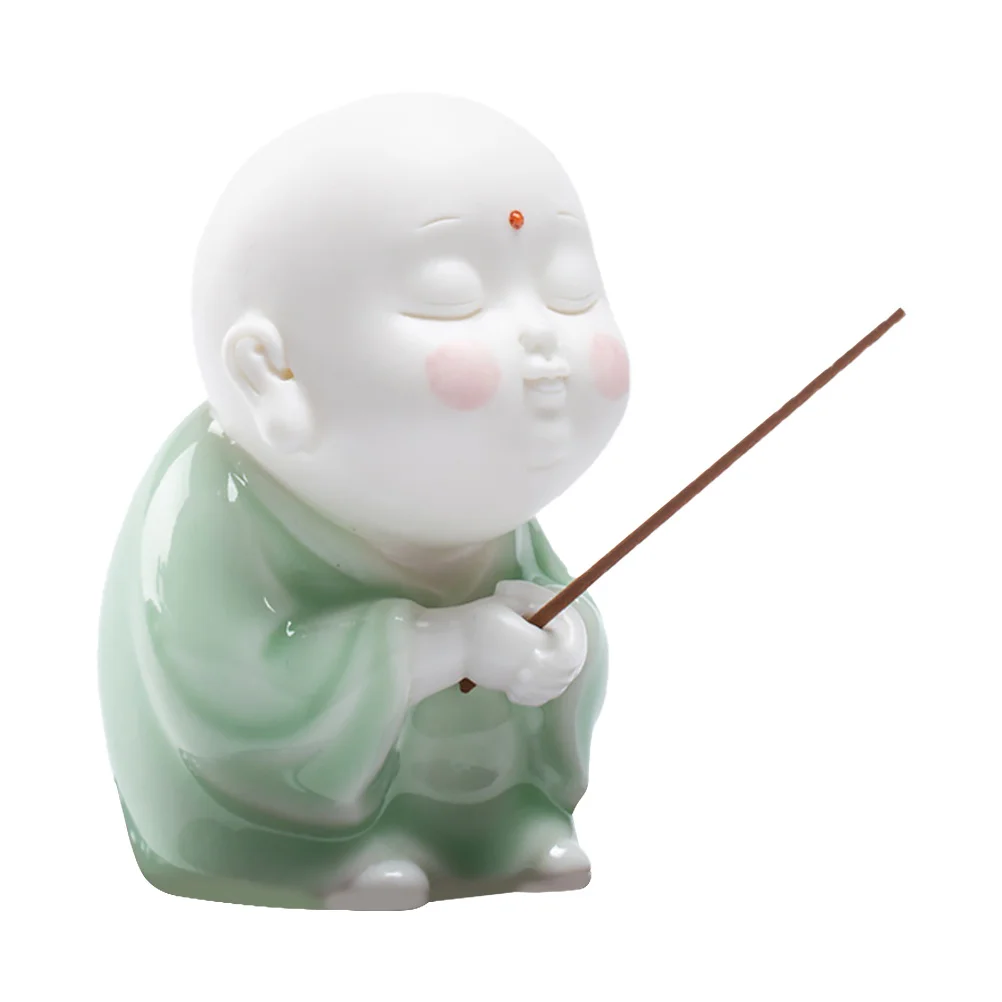 

Blessing Buddhist Monk Aromatherapy Stick Incense Burner Holder Exquisite Carving Creative Design Home Office Decoration