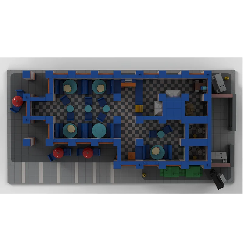 Street View Modello Moc Mattoni da costruzione Burger Ristorante Modello Tecnologia Blocchi modulari Regali Giocattoli di Natale Set fai da te Assemblaggio