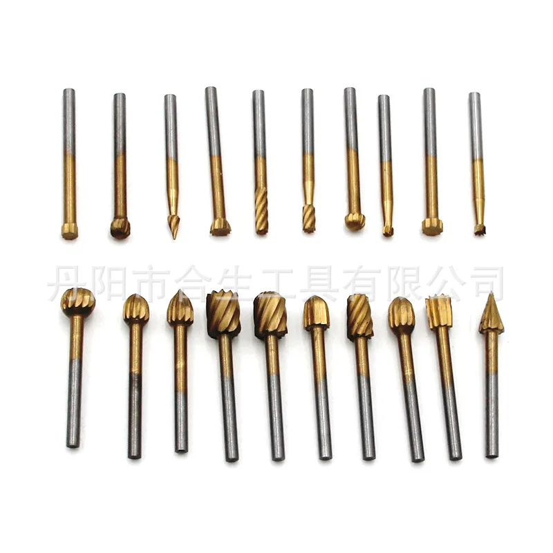 20 unids/set 3mm molienda eléctrica HSS carpintería pequeña lima rotativa tallado DIY pulido cabezal de molienda juego de cortadores de fresado Accesorios