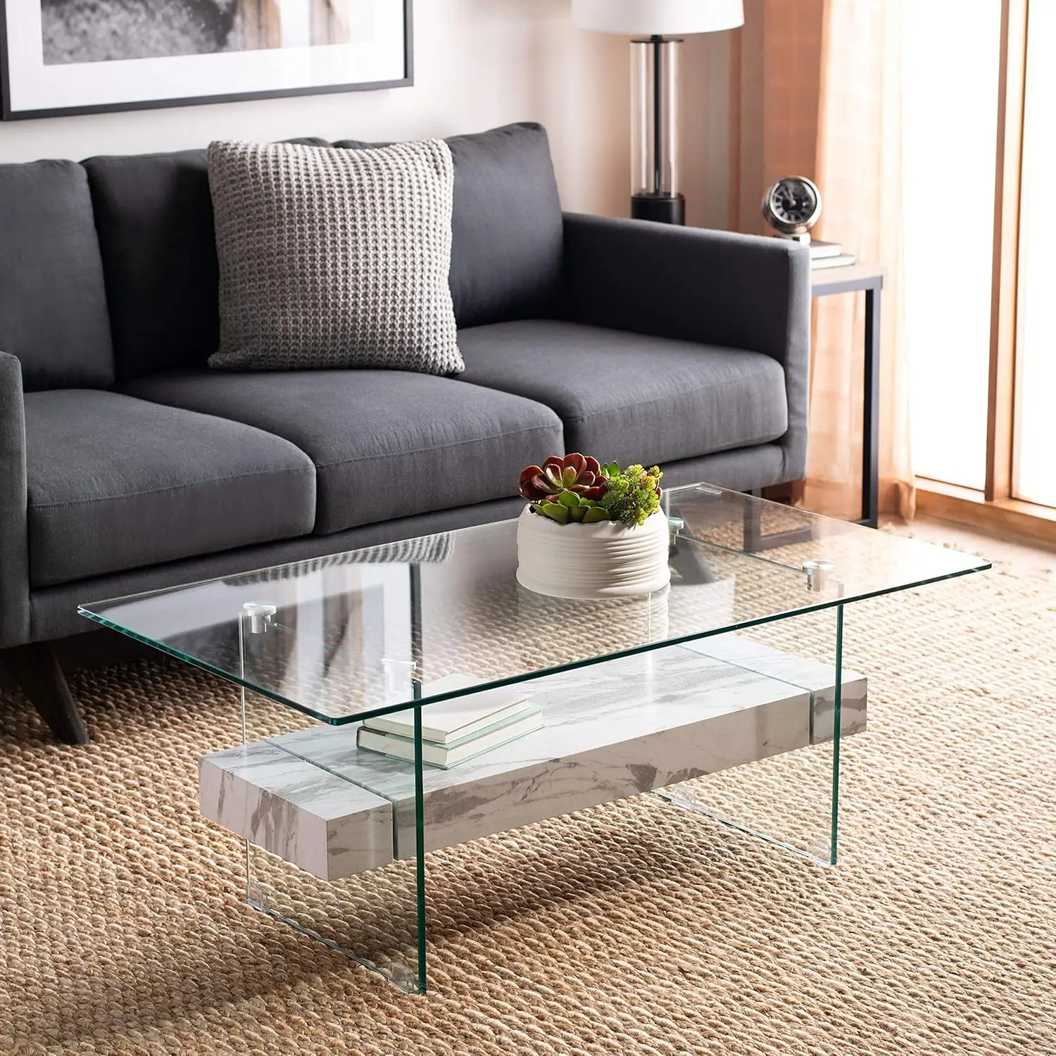 Kayley Coffee Table, 0, Glass/White