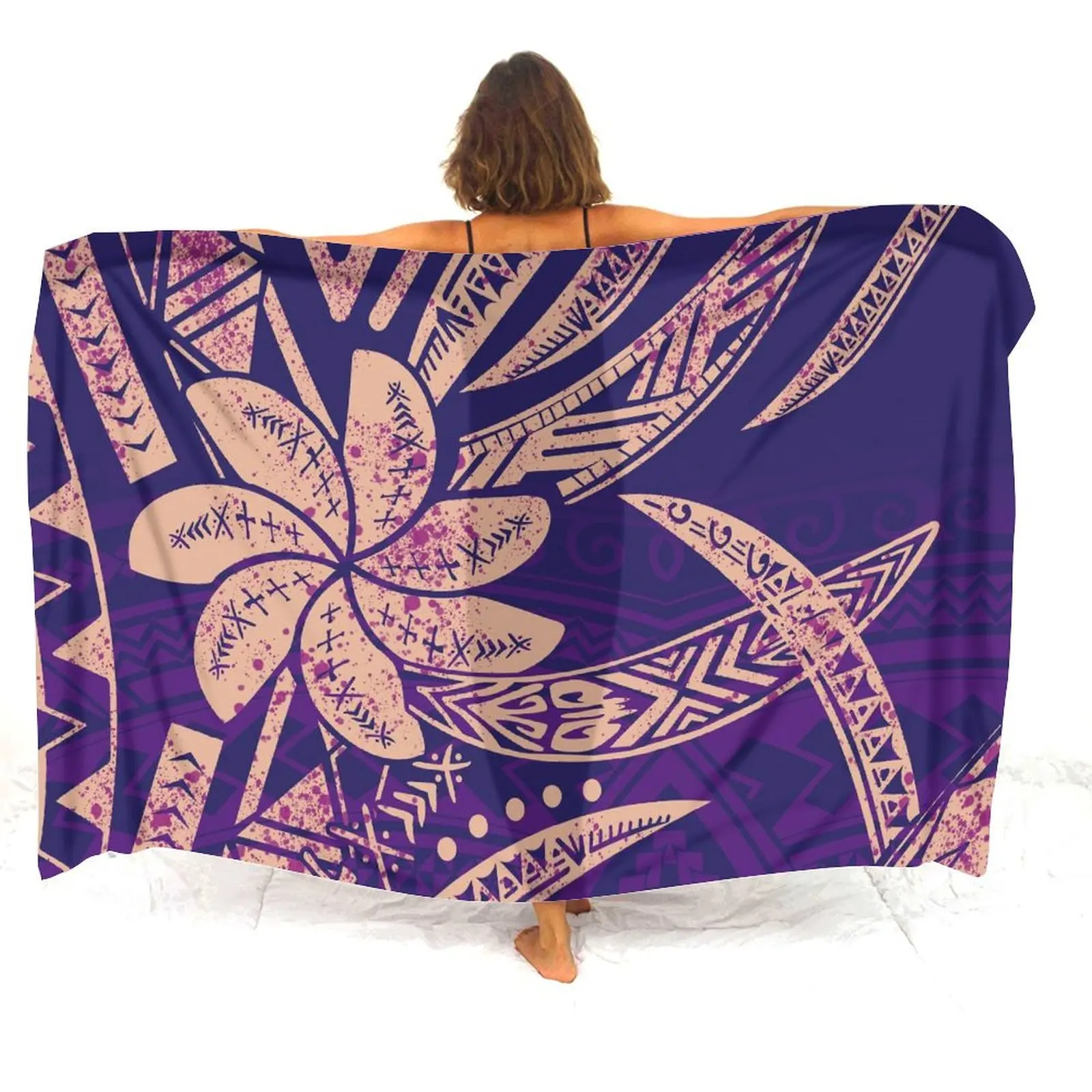 Artistic Print Sarong Retro Custom Women'S Shawl Clothing Sarong Beach Wrap Polynesian Elegant And Fashionable Beach Fabric Dres