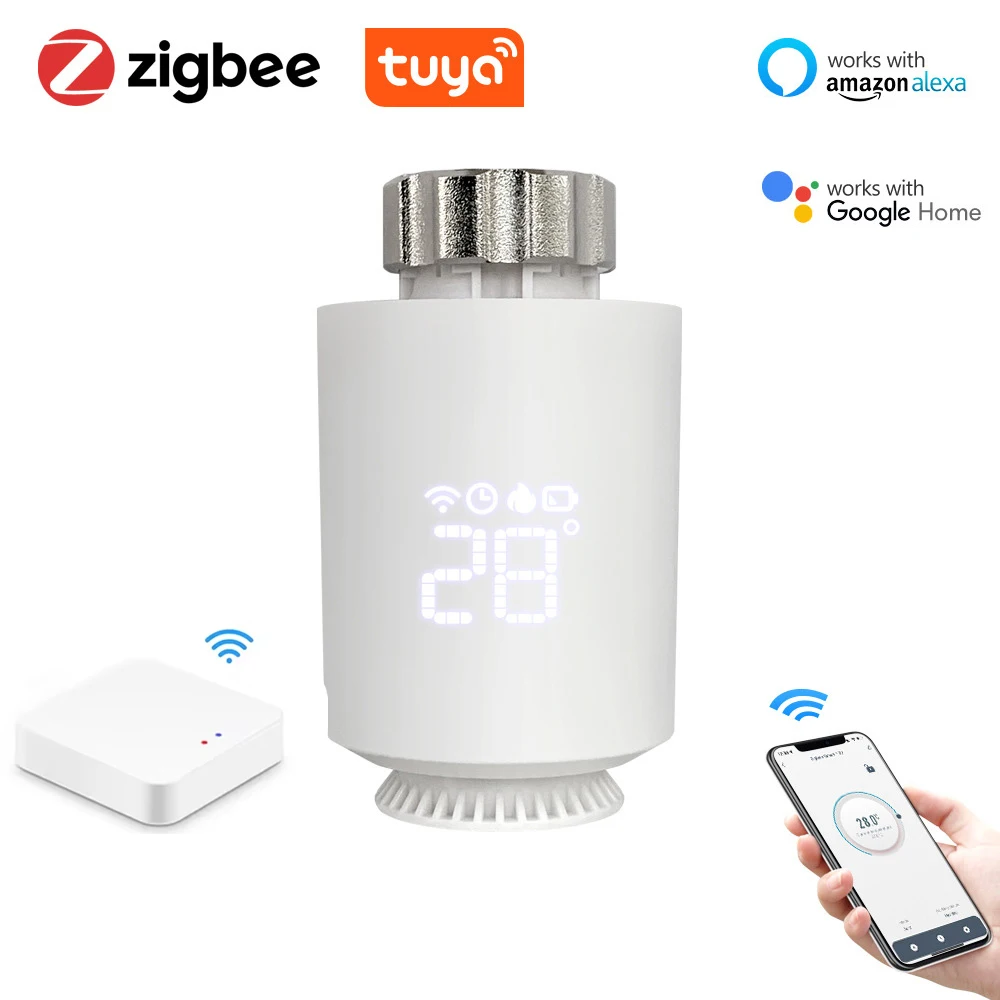 Tuya ZigBee Radiator Actuator Thermostat Smart TRV Thermostatic Valve Temperature Controller Support Alexa Google Home TRV06