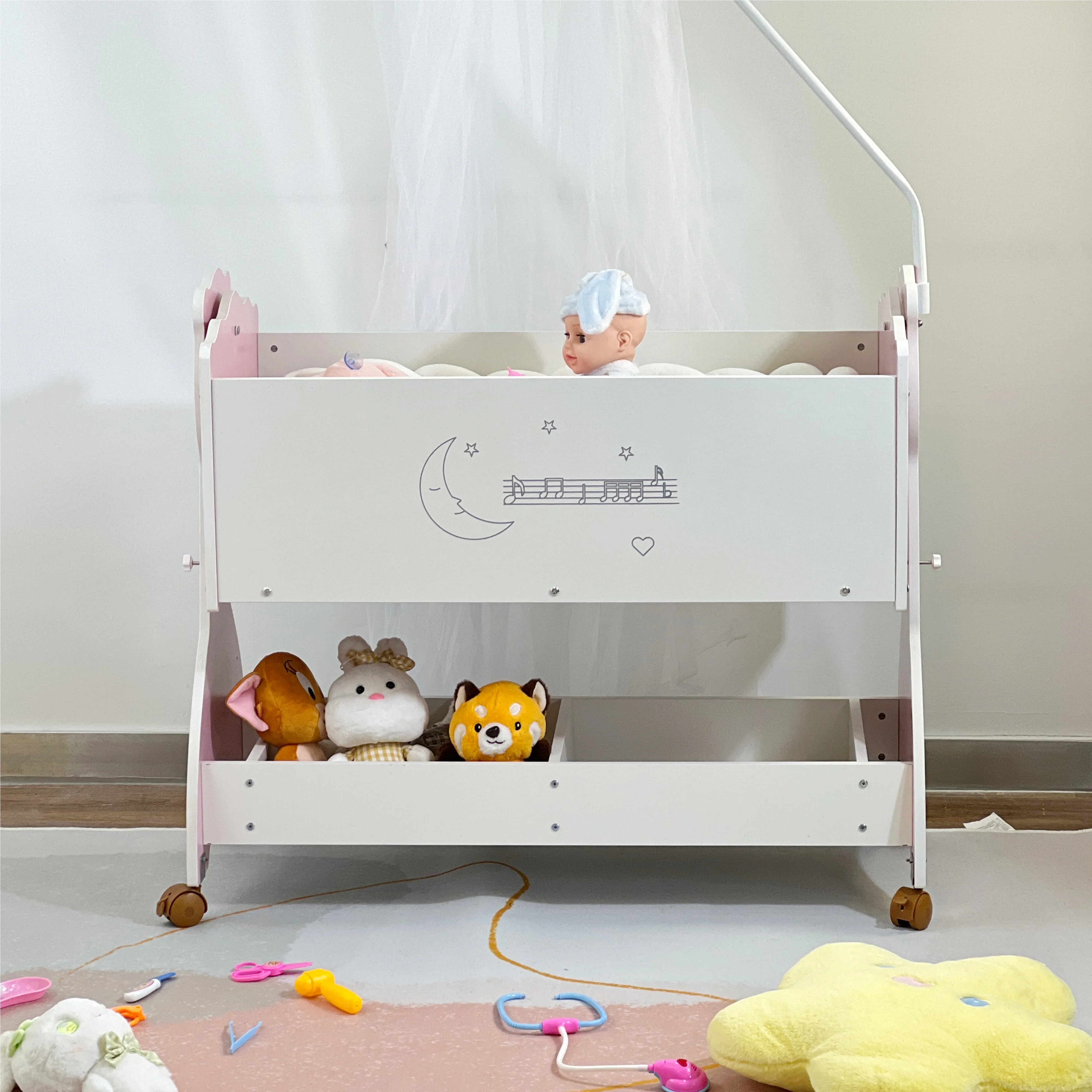 

Newborn Baby Swing Rocking Cradle Sleeper Crib Wooden Bed Bedside Baby Bassinet for Babies