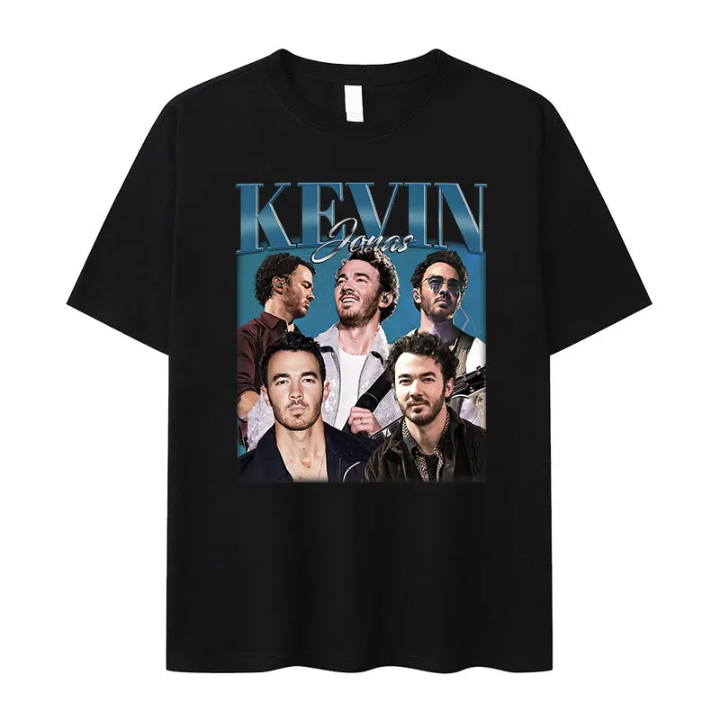 Kevin Jonas Graphic Print Tee Shirt Men's Vintage Fashion High Quality T-shirt Casual 100% Cotton Oversized T Shirts Streetwear