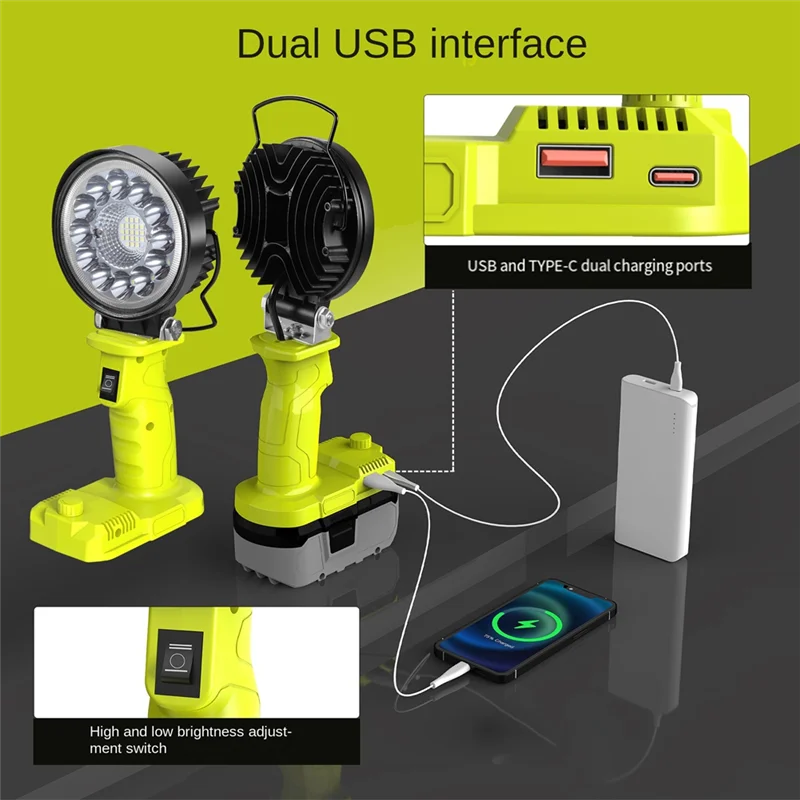 

Car LED Alarm Work Light Flashlight Searchlight Torch Spotlight Camping Lamp For 18V Lithium Battery P107 P108 PBP005-ABXK