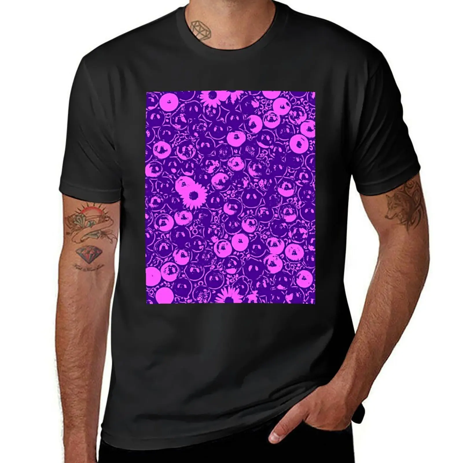 Marbles And Daisies - Purple, Pink Abstract T-Shirt customizeds graphics Aesthetic clothing plus size tops oversized t shirt men