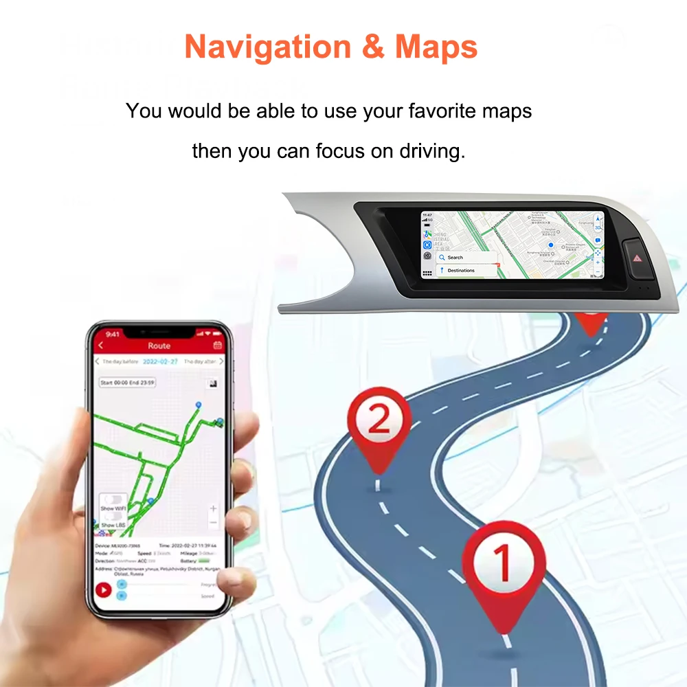 BONROAD 8,8 Zoll Wireless Carplay Android Auto Multimedia Player Autoradio für Audi A4 B8 2009-2016 GPS BT Stereo – Detail 13