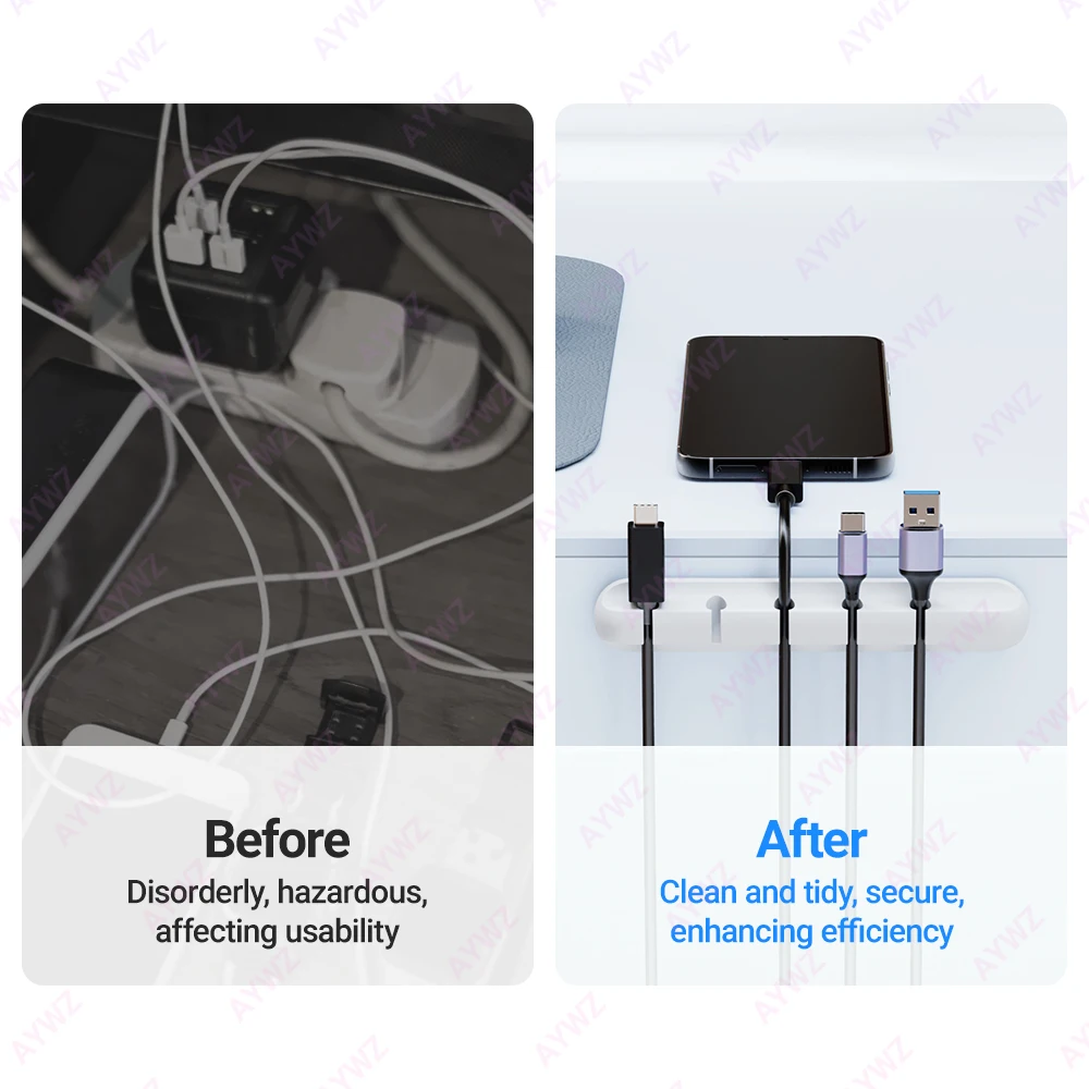 Adhesive Cable Holder Clips Cord Management Wire Organizer for Desktop USB Charging Cable Nightstand Power Cord Mouse Cable