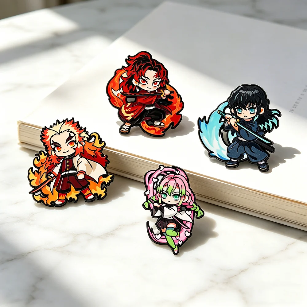 Demon Slayer Character Enamel Brooches, Kyojuro Tokitou Yoriichi Kanroji Metal Pins, Holiday Gifts for Anime Collectors view 6