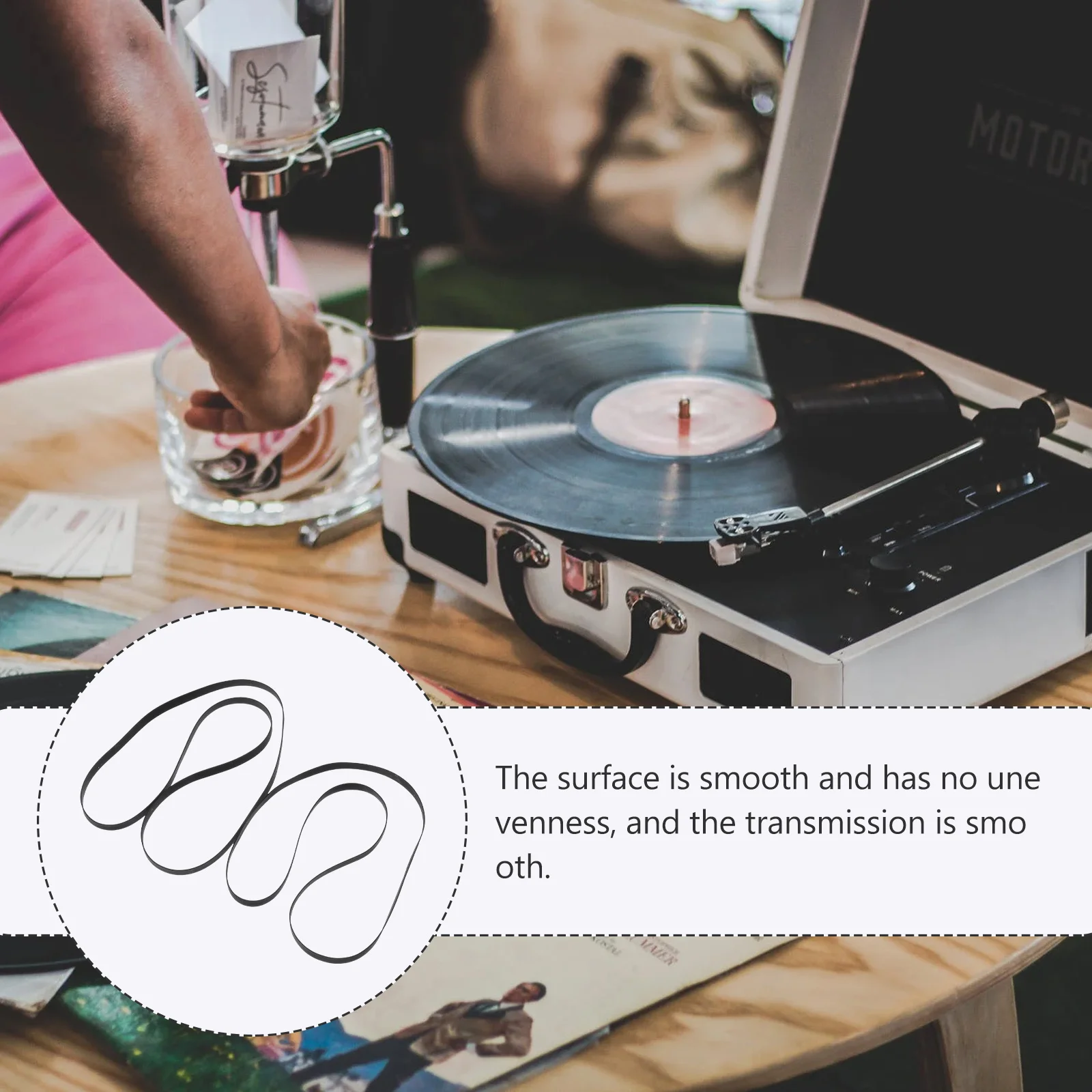 

4pcs Rubber Turntable Belts For Vinyl Record -Piece Molding Low Elongation High Wear Resistance Belt Replacement