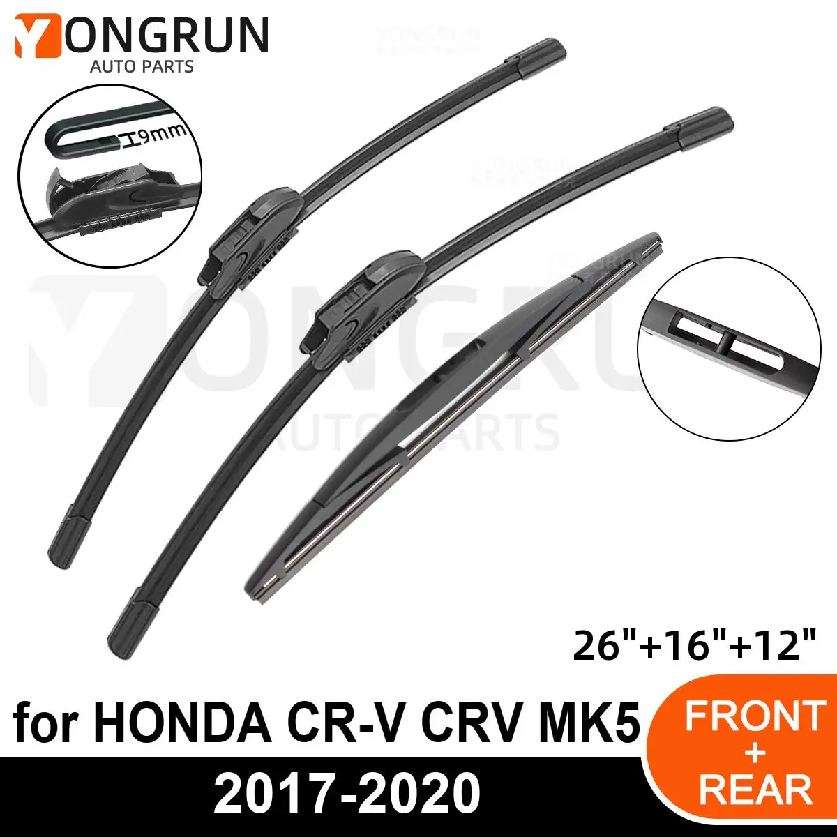 3PCS Car Wiper for HONDA CR-V CRV MK5 2017-2020 Front Rear Windshield Four Seasons durable Accessories 2017 2018 2019 2020