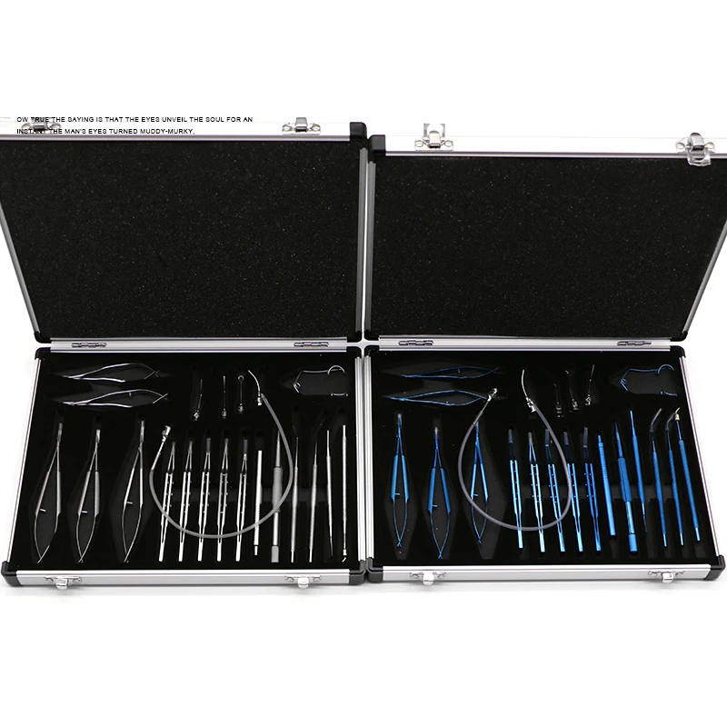 21pcs Ophthalmic Cataract & Intraocular Set Surgical Instrument Eye Micro Surgery Tools titanium alloy Eyelid