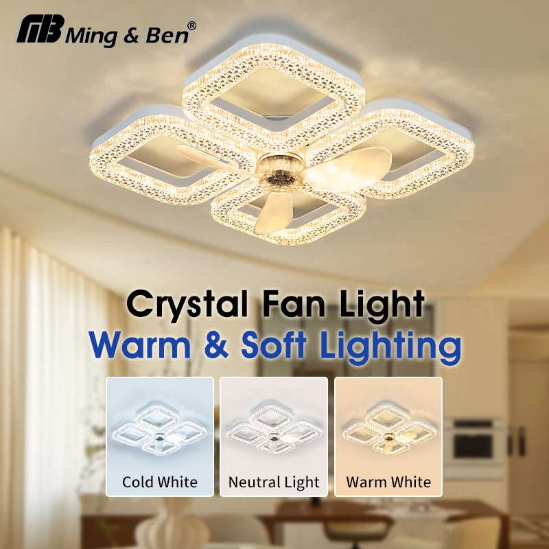 

Smart Ceiling Fan 3 Speed Dimmable with Remote Control 100-240V LED Fan Lamp Wiring Base or E27 Base for Living Room Restaurant