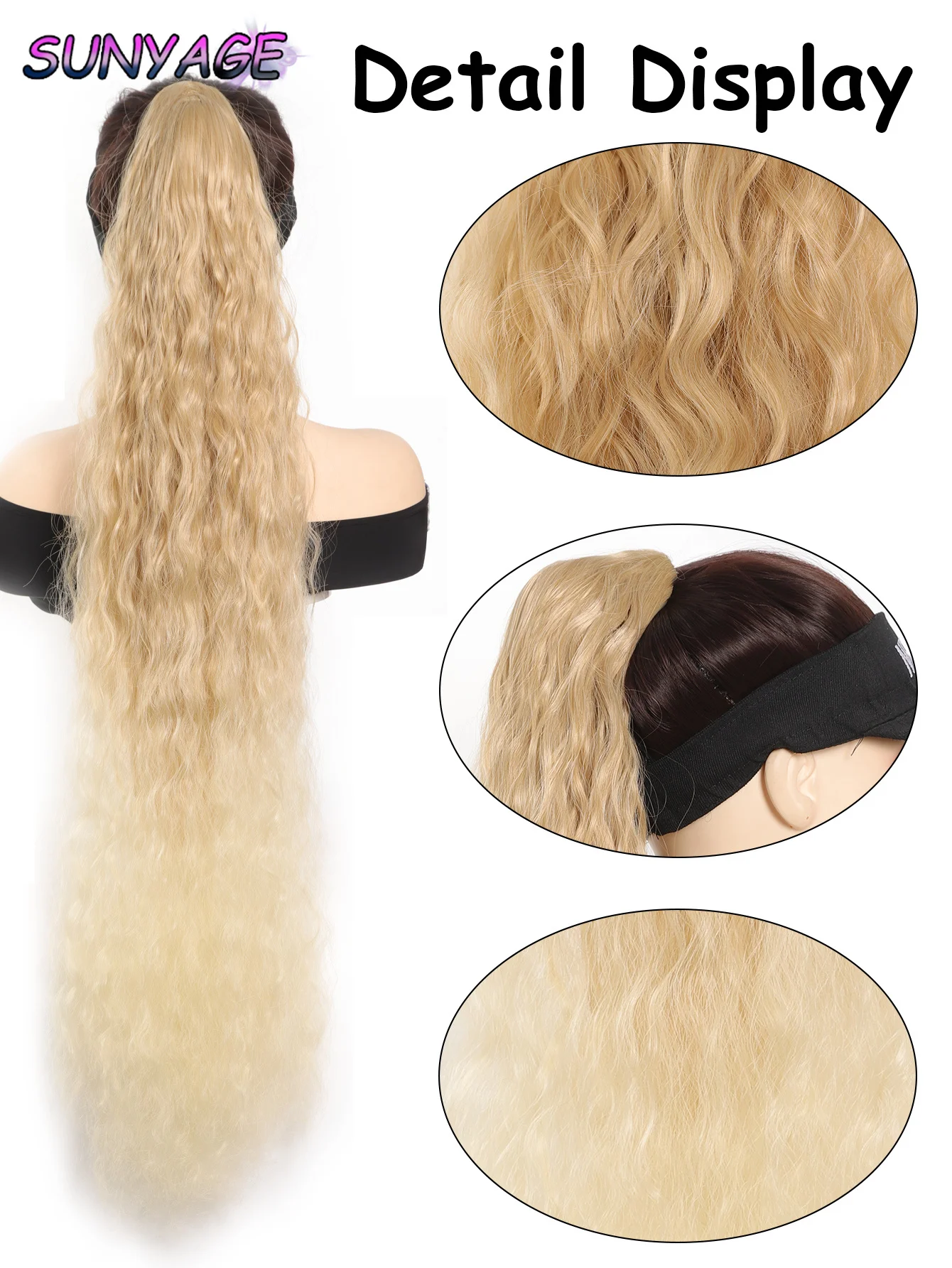 Synthetische Schachtelhalmverlängerung, Schachtelhalm-Haarverlängerungen mit gewellter und lockiger Spitze für Frauen, mit Schachtelhalm-Clip für die tägliche Party