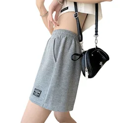 Waffle sports shorts for women's summer 2024 new Korean version loose high waisted home wide leg hot pants for external wear