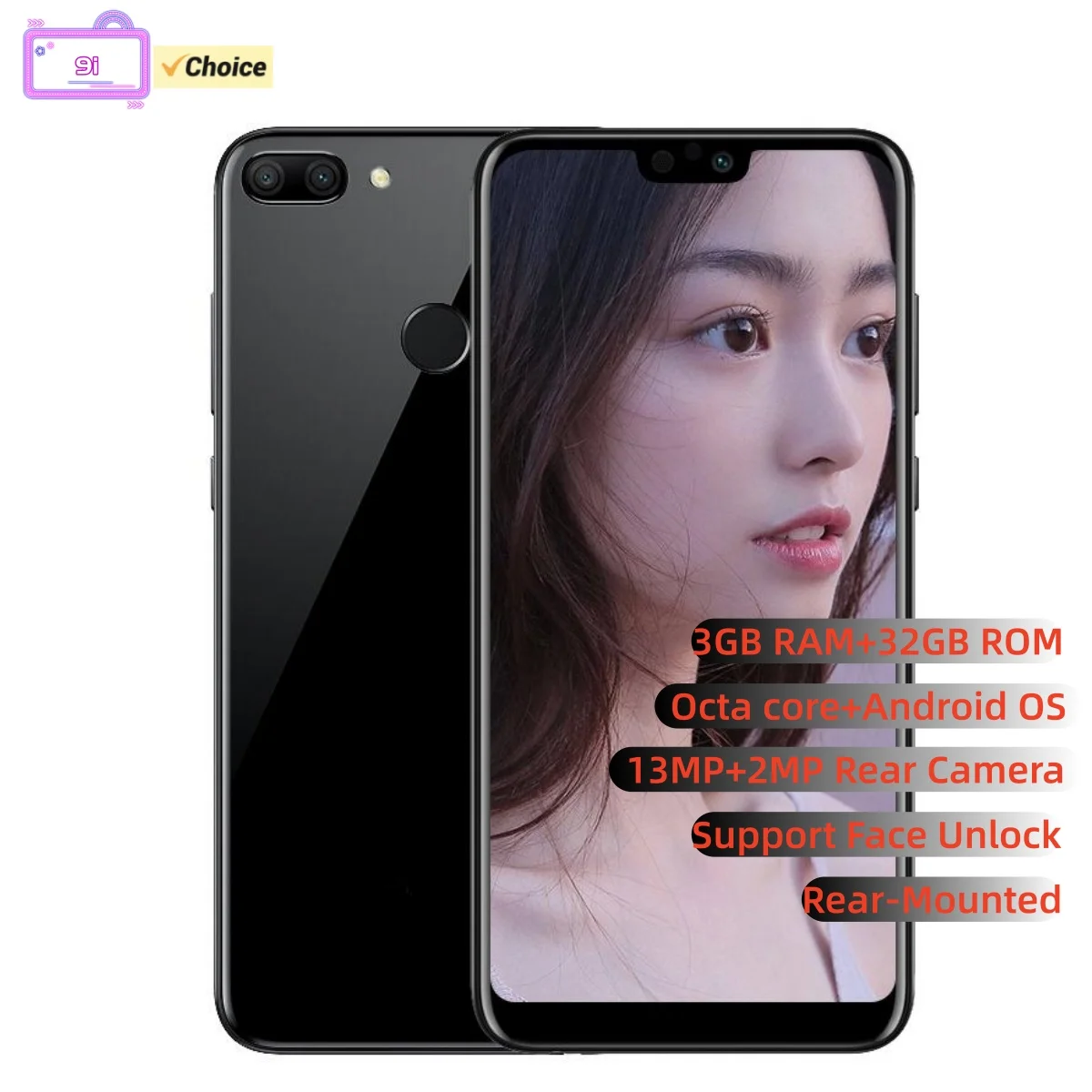 9i 4G Smartphone High Quality 5.84inches Octa Core 3GB RAM 32GB ROM Dual SIM 13MP Fingerprint Android Cellphone Face Unlock