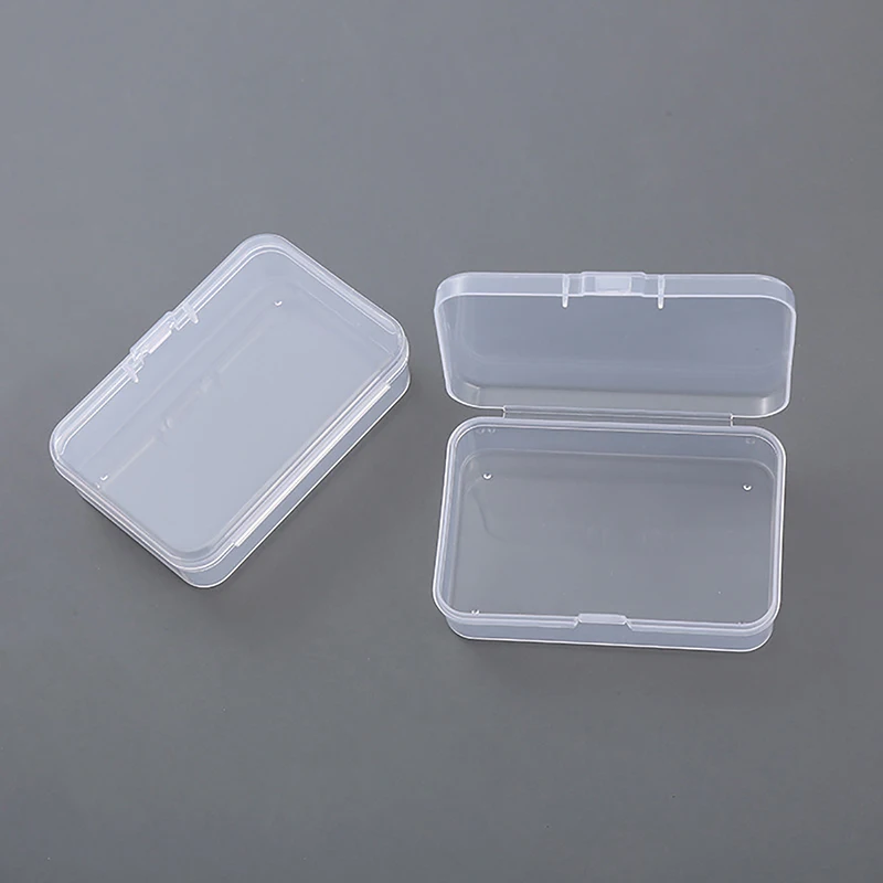 2PCS Square Plastic Transparent Storage Box Small Items Sundries Organizer Case Jewelry Beads Container Tools Accessories