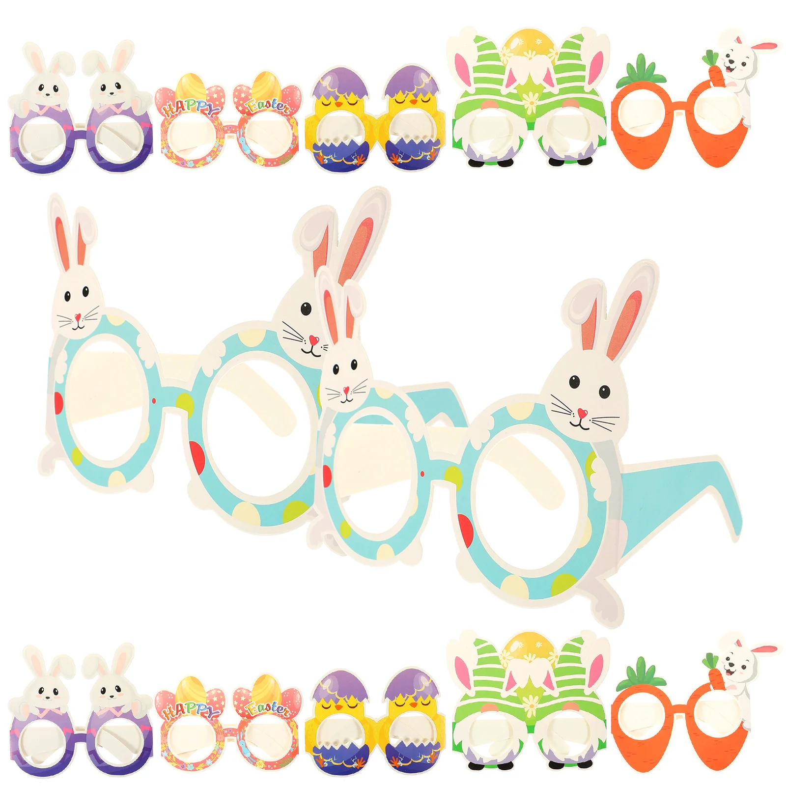 

12pcs Glasses Easter Party Supplies Kids Girls Photo Prop Lightweight Bunny Glasses For Kids Holiday Accessories