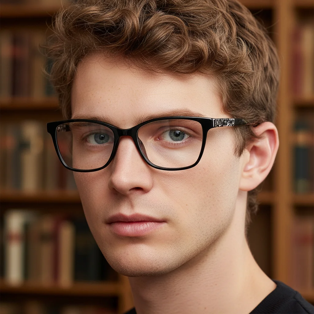 

VZONE Glasses For Man Women Acetate Geometric Frame Blue Light Blocking Floral Temple For Work Driving And Outdoor Activity