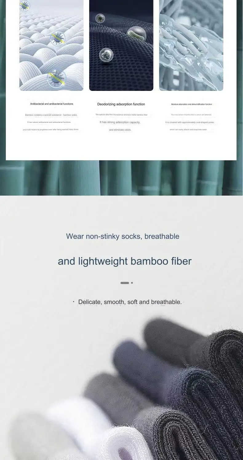 5 Paar neue Herren-Socken aus Bambusfaser, hochwertige einfarbige lange Business-Herrensocken, modische, atmungsaktive schwarze Freizeitsocken – Detail 4