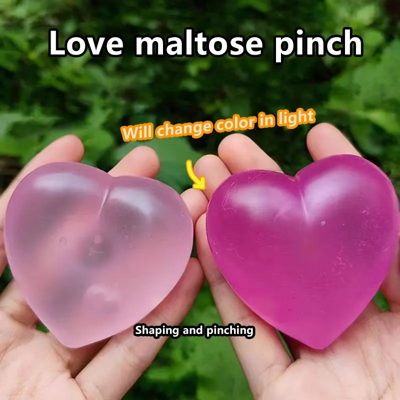 Cute Change Color Heart Squeeze Toy Slow Rebound Maltose Relieves Stress Toys Fidget Toys For Kids Girl And Adults Gift New