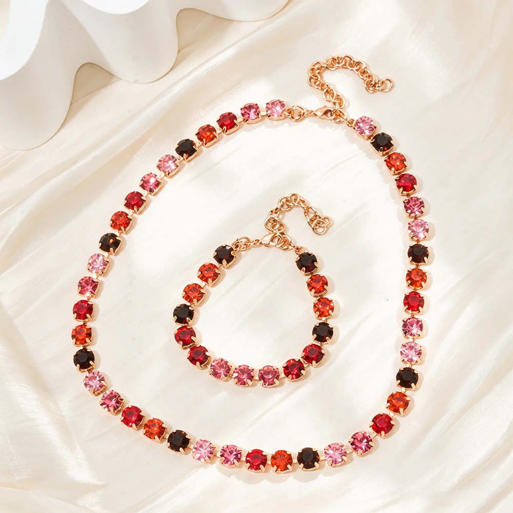 BEUTIFOR Buntes Krallenfassungs-Halsketten- und Armband-Set für Damen – Detail 4