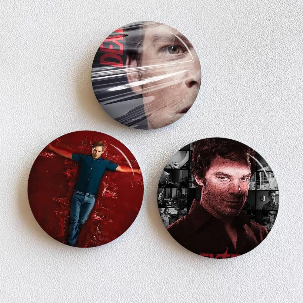 Dexter Morgan Character 58mm Cute Anime Figure Icon Badge Handmade Tinplate Brooch For Backpack Clothes Chest Ornament Gifts