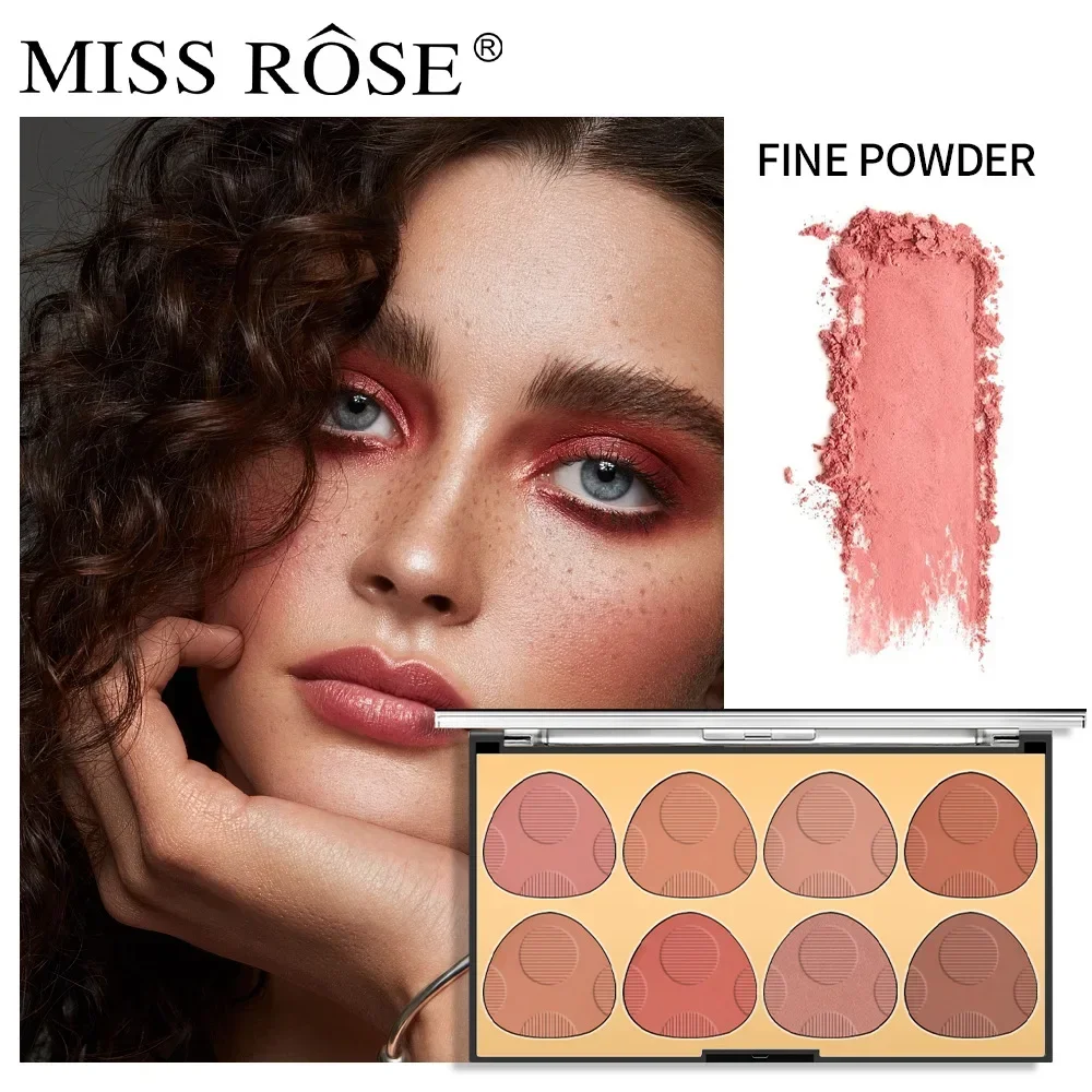 Miss Rose 8 Color Waterproof Matte Blush Palette Makeup Long Lasting Contour Blush Highlighter and Bronzer Flush Powder Cosmetic