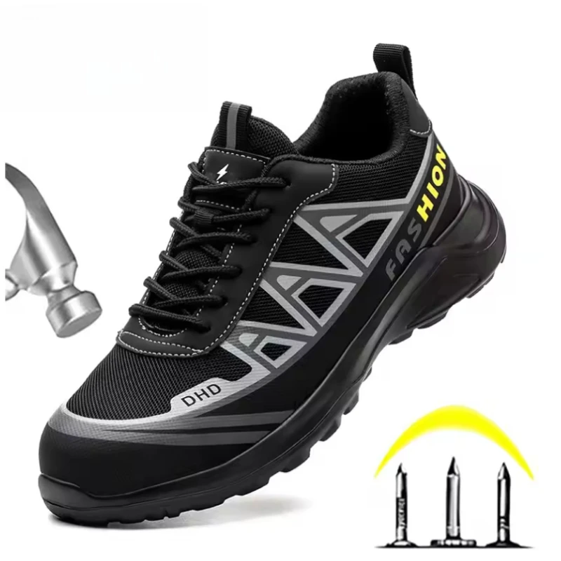 

Men's Safety Shoes Anti Smash Anti Puncture Man Work Shoes Indestructible Sneakers Wear Resistant Breathable Men Shoes Steel Toe