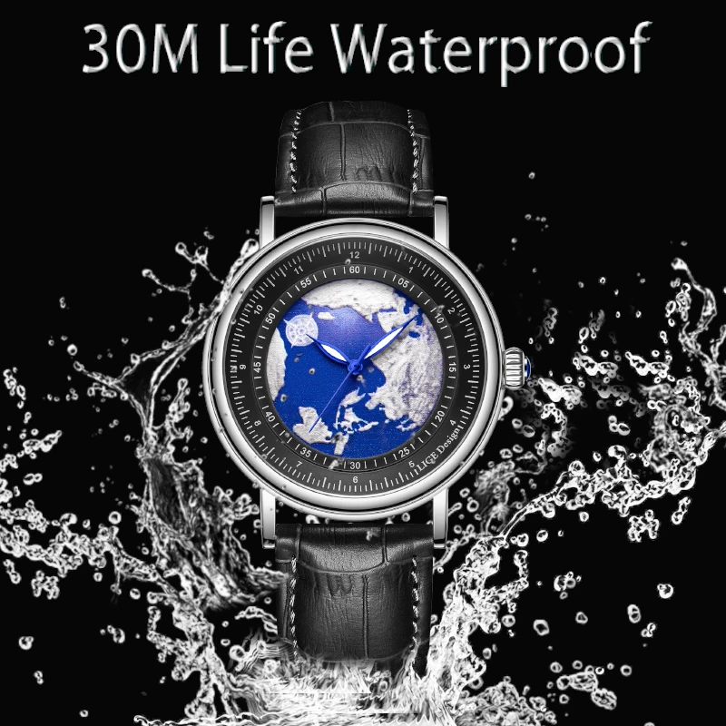 Man Watch LIGE Top Brand Luxury Leather Casual Sports Quartz Watches for Men Fashion Military Waterproof Clocks Reloj Hombre+Box